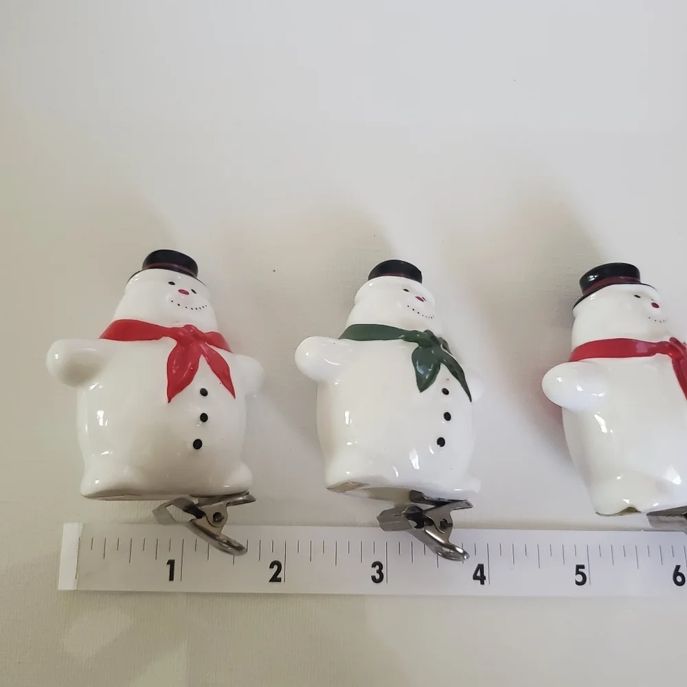 Vintage Set of (3) Ceramic Snowman Ornaments